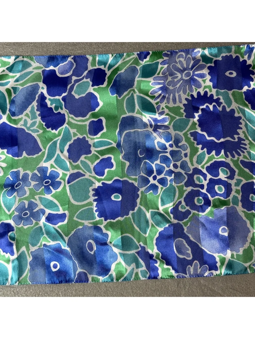 Vintage Blue and Green Floral Pattern Scarf